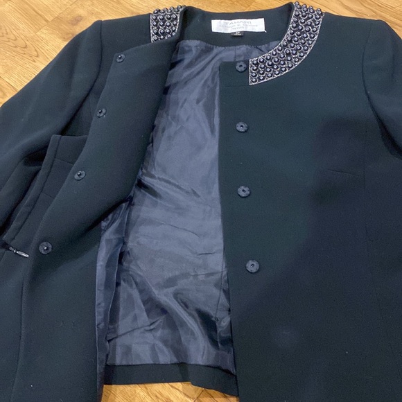 Tahari suit 0P petite navy New - Picture 6 of 12